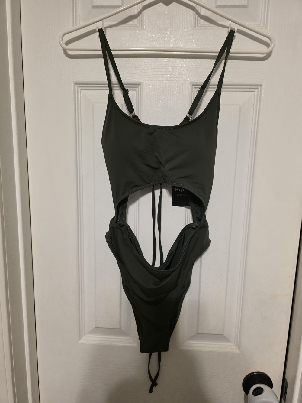 Cutout One-Piece Swimsuit in Olive Green